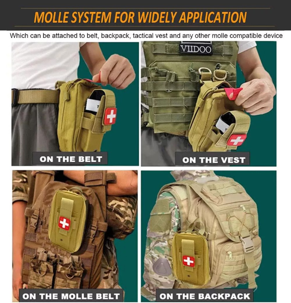 Khaki Tactical MOLLE Medical EDC Pouch Outdoor EMT First Aid Kit Pouches Hunting