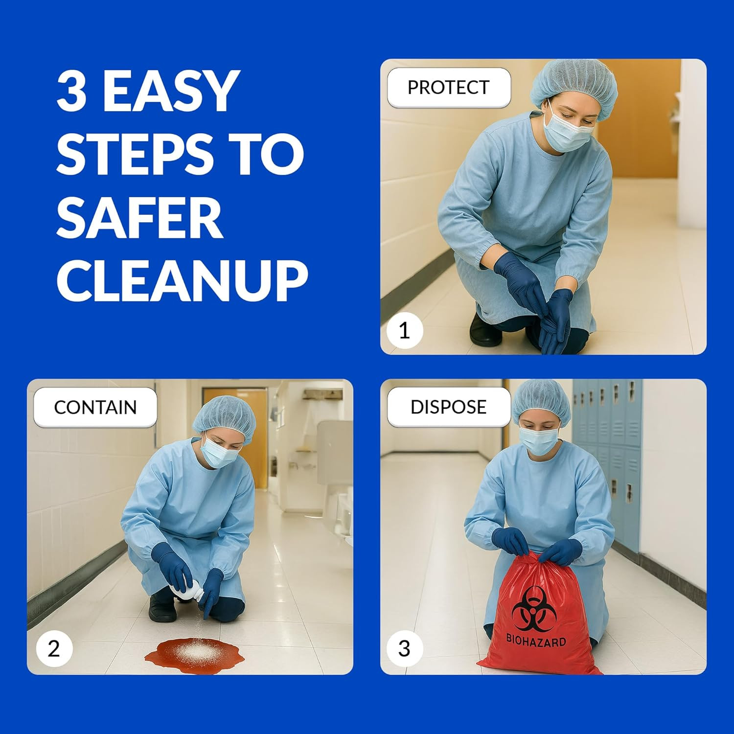 School Health 27‑Piece Bodily Fluid Spill Clean up Kit – Bloodborne Pathogen Pro