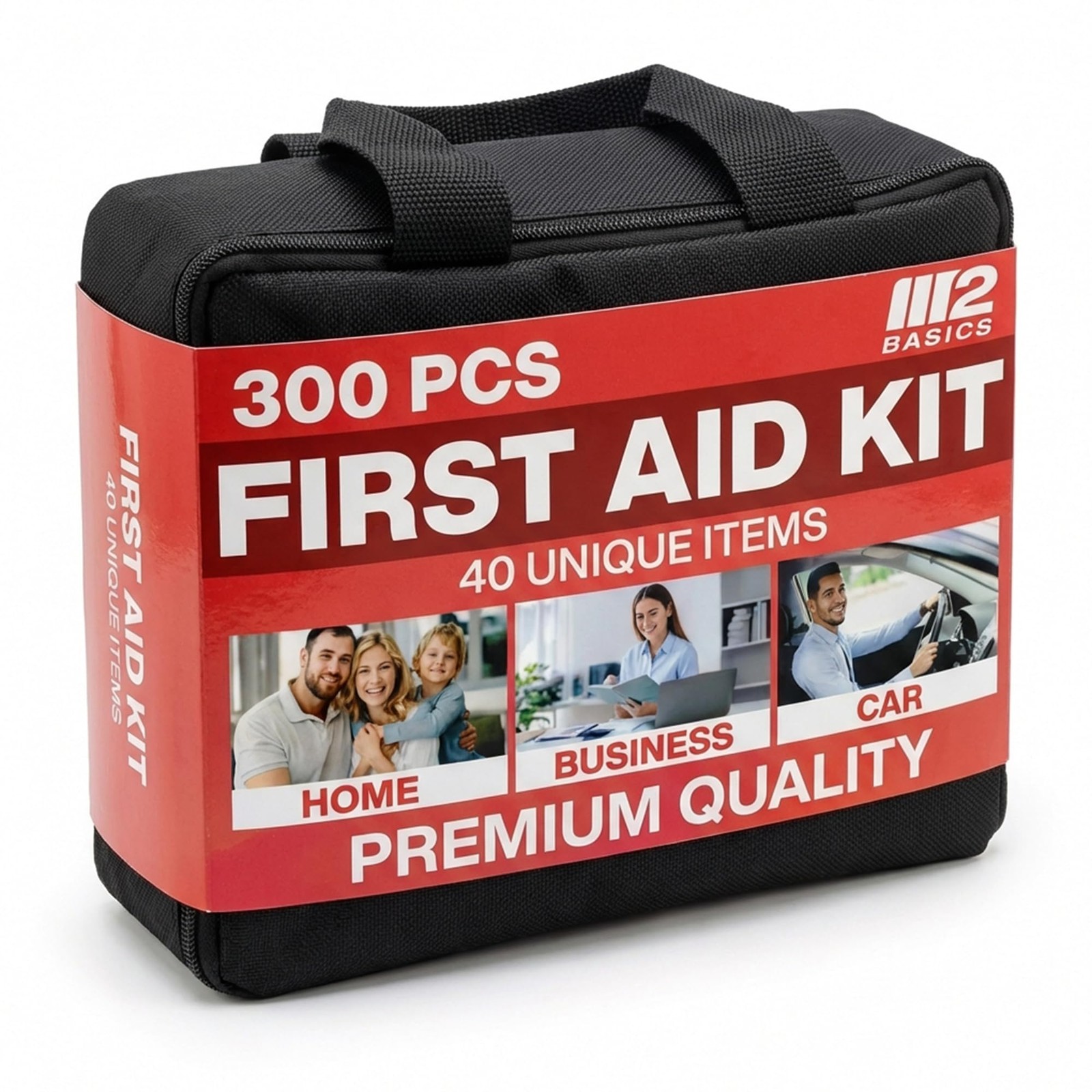 300 Piece Premium First Aid Kit w/Durable Bag for Home, Business