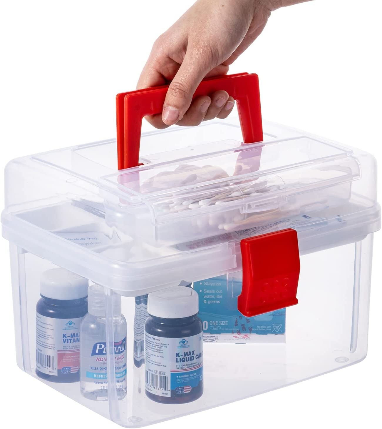 Clear First Aid Bin, Portable Emergency Kit, Medicine Storage Box Container