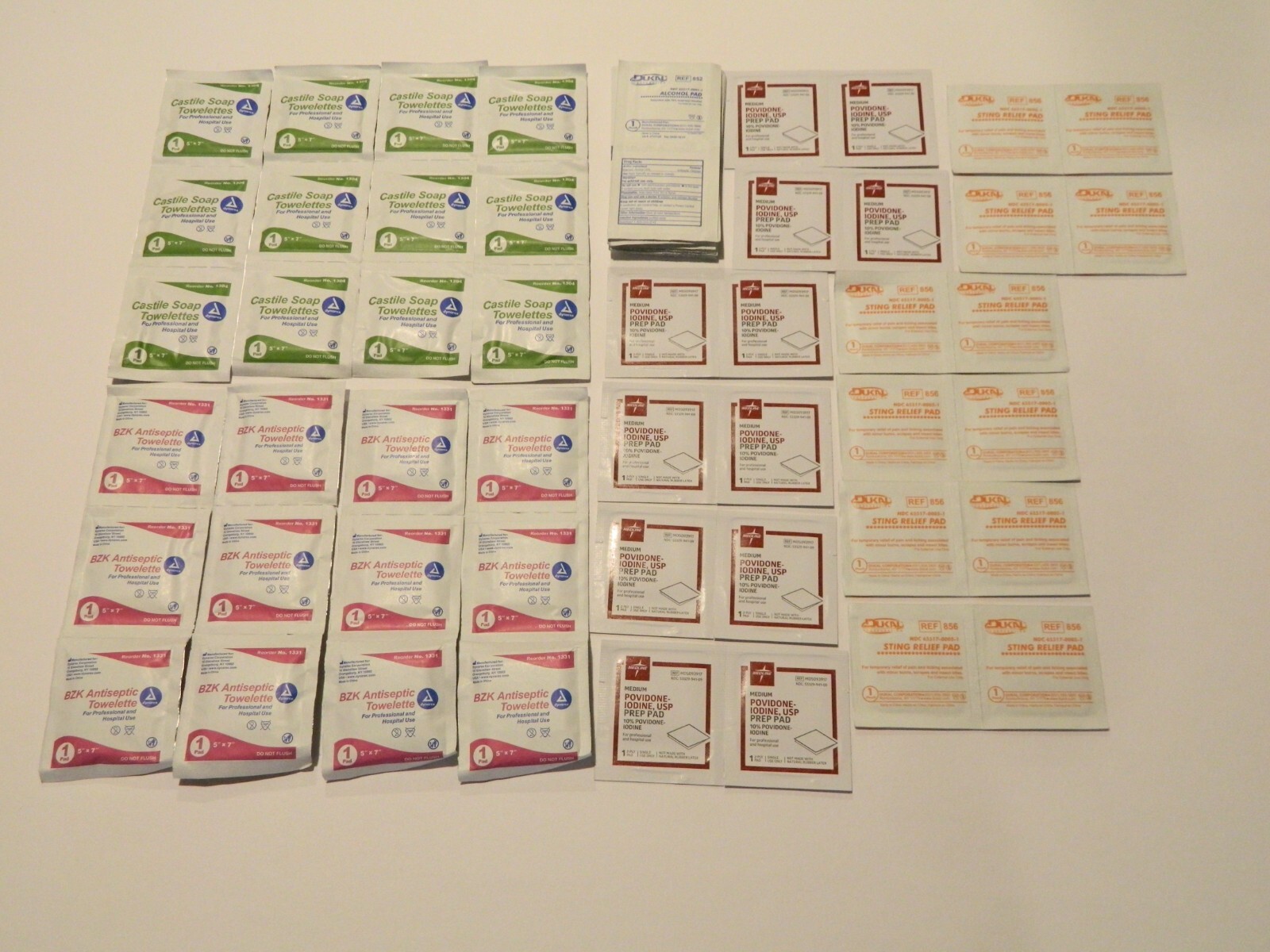 68 Piece Wipes and Prep Pads Refill First Aid Kit Custom Made Vacuum Sealed