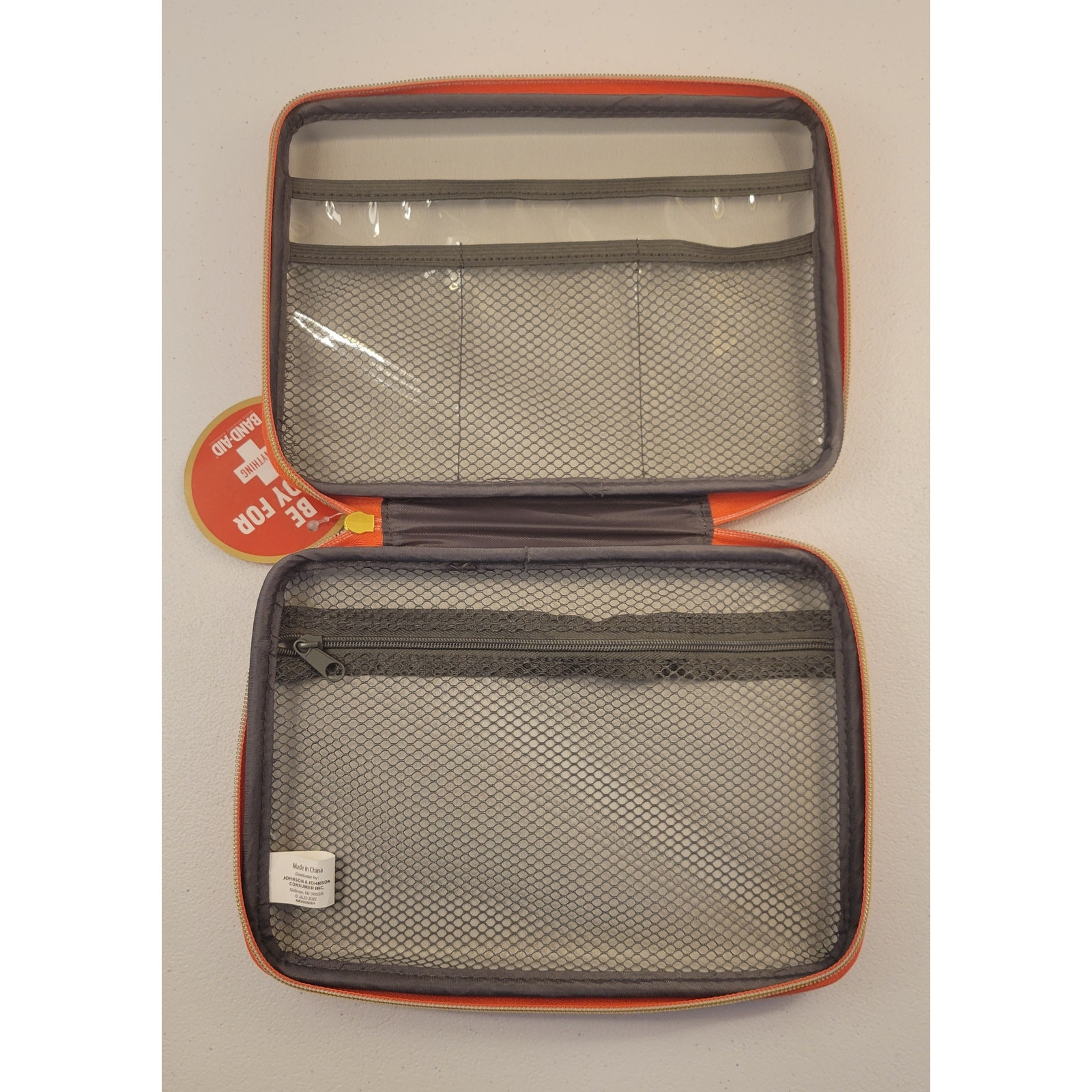 First-Aid Kit EMPTY Soft Clamshell Band-Aid Johnson & Johnson Coral/Orange