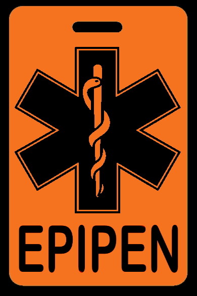 EPIPEN Safety Orange Bag Tag – FREE Personalization – New