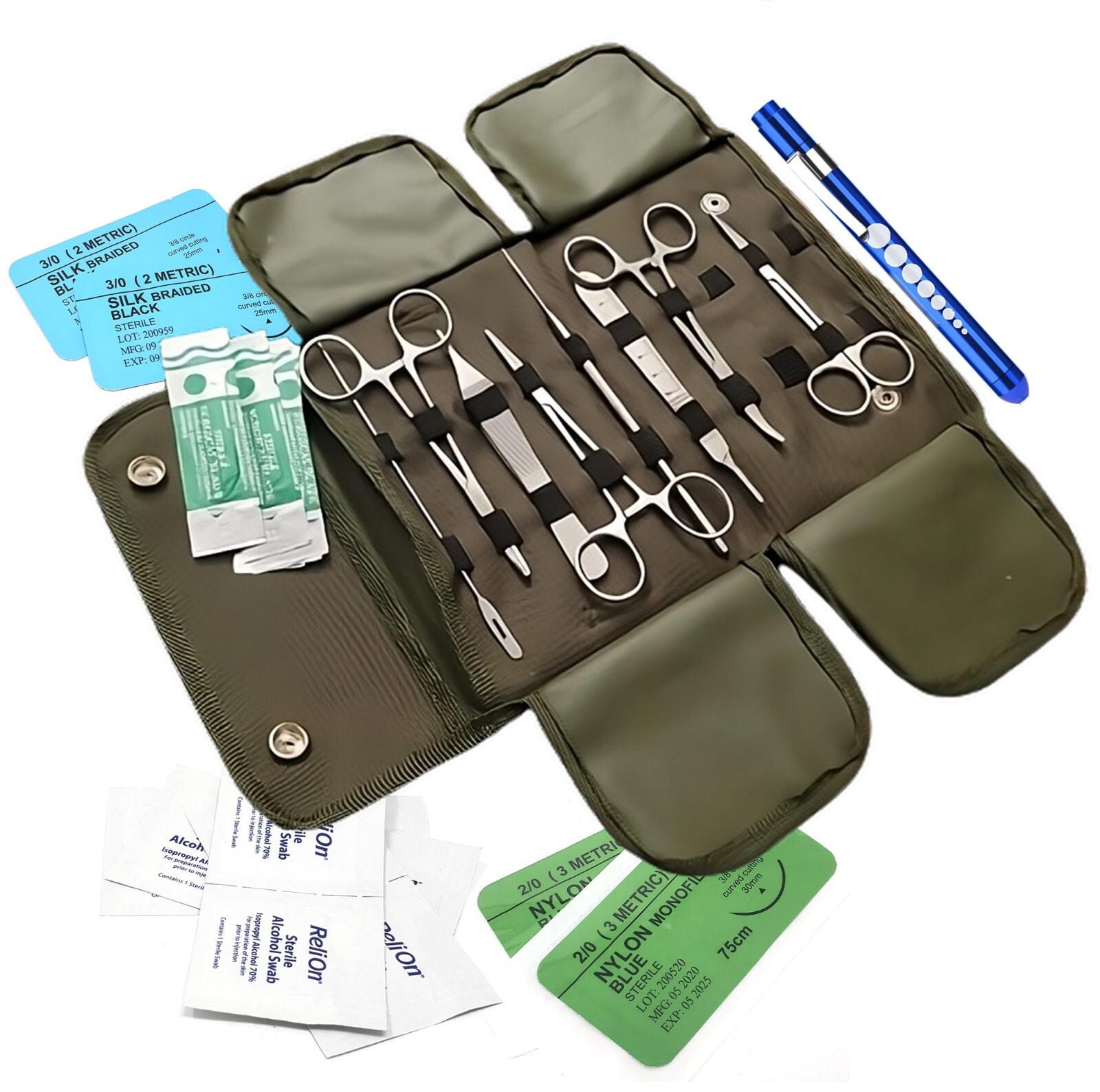 U.S. Military Style Emergency Survival Kit – Stop The Bleed Kit 32 PC – GREEN