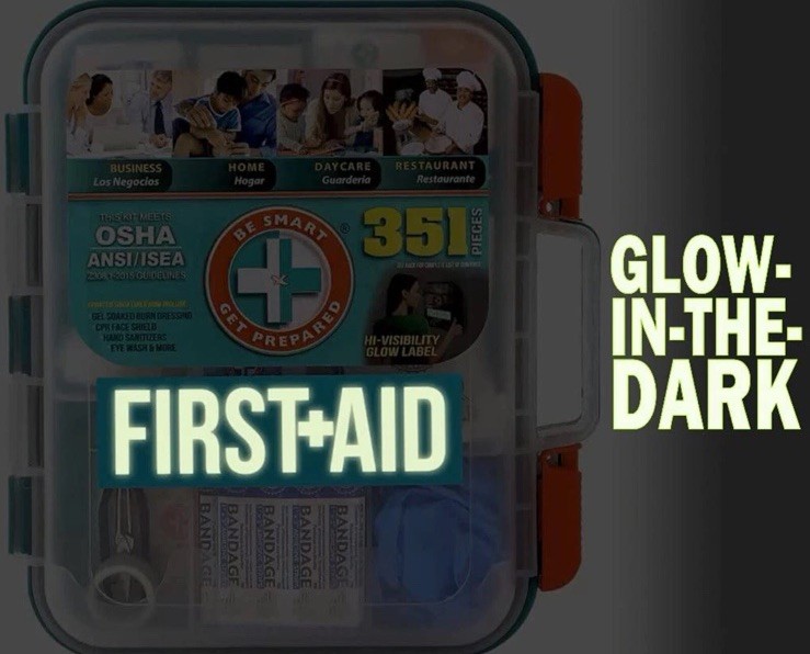 First Aid Kit, Hard Teal Case 351 Pieces Exceeds OSHA & ANSI Guidelines, Sealed