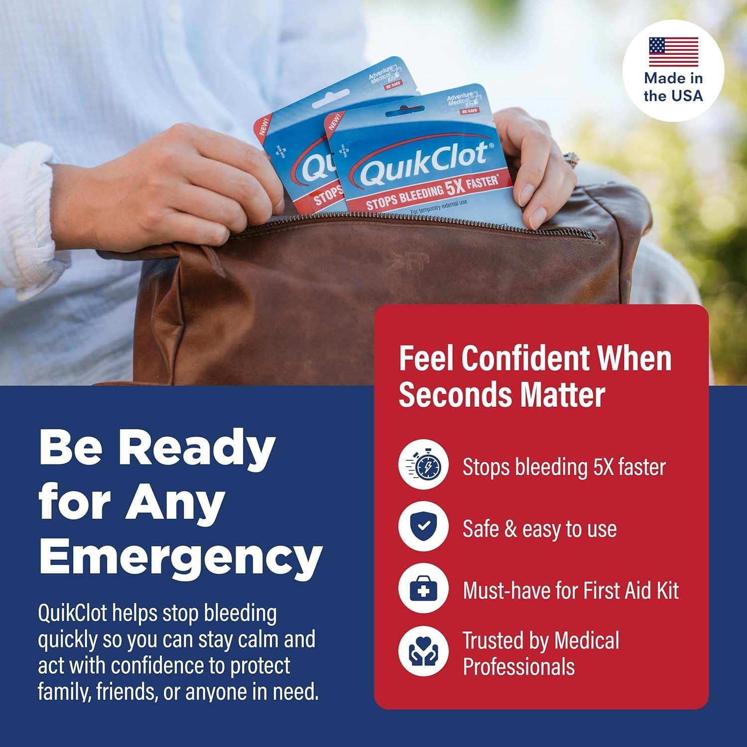 QuikClot Advanced Clotting Gauze – 5X Faster Bleeding Control, 3×24 in, 2 Strips