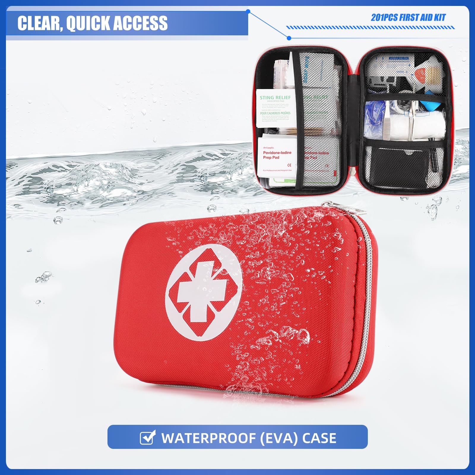 Mini Travel First Aid Kit, Emergency Kit with 201PCS First Aid Supplies and W…
