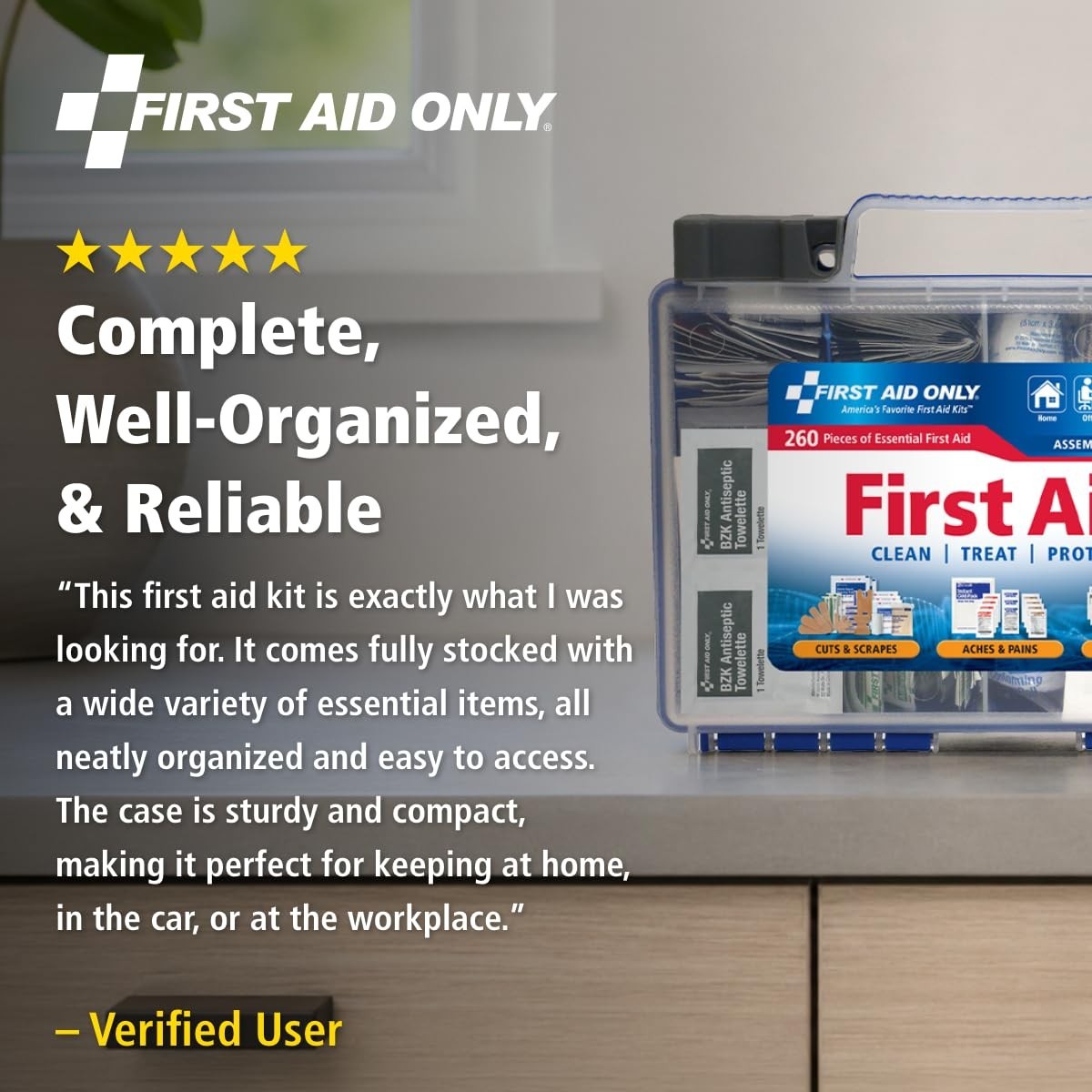 All-Purpose 50-Person OSHA-Compliant First Aid Kit – 260 Pieces for Home, Work &