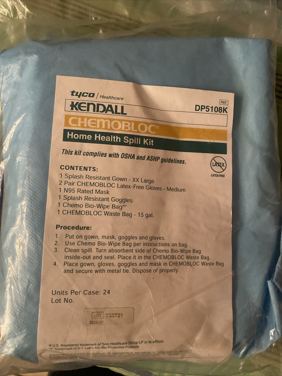 Kendall Chemobloc Home Health Spill Kit DP5108K NEW