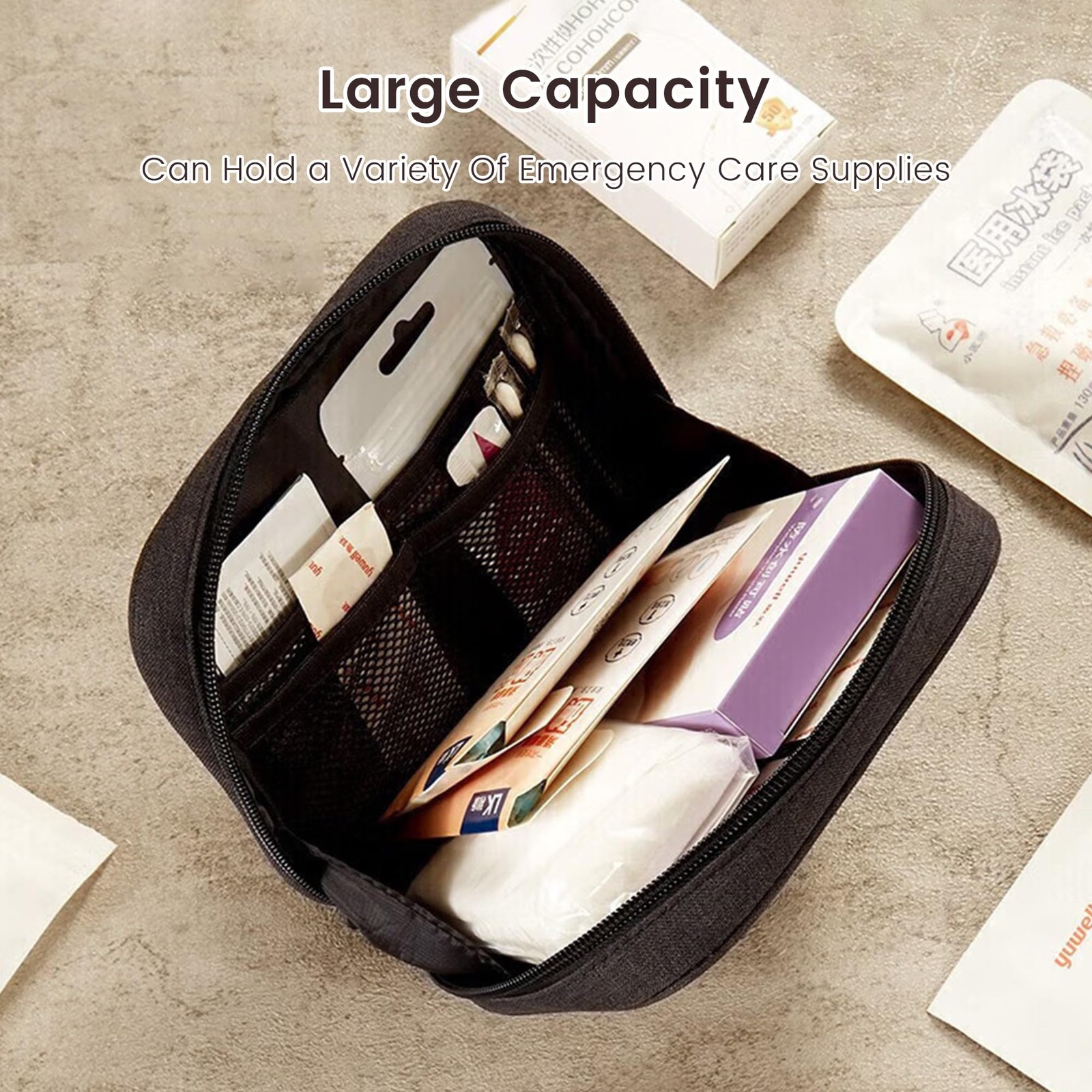 ROWNYEON Empty First Aid Kit Bag – Portable 6.3 x 1.77 x 5.91 inches, Gray