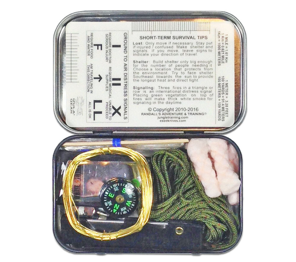 Mini Survival Kit in Tin Esee Knives Sere Tools in Pocket-sized Container