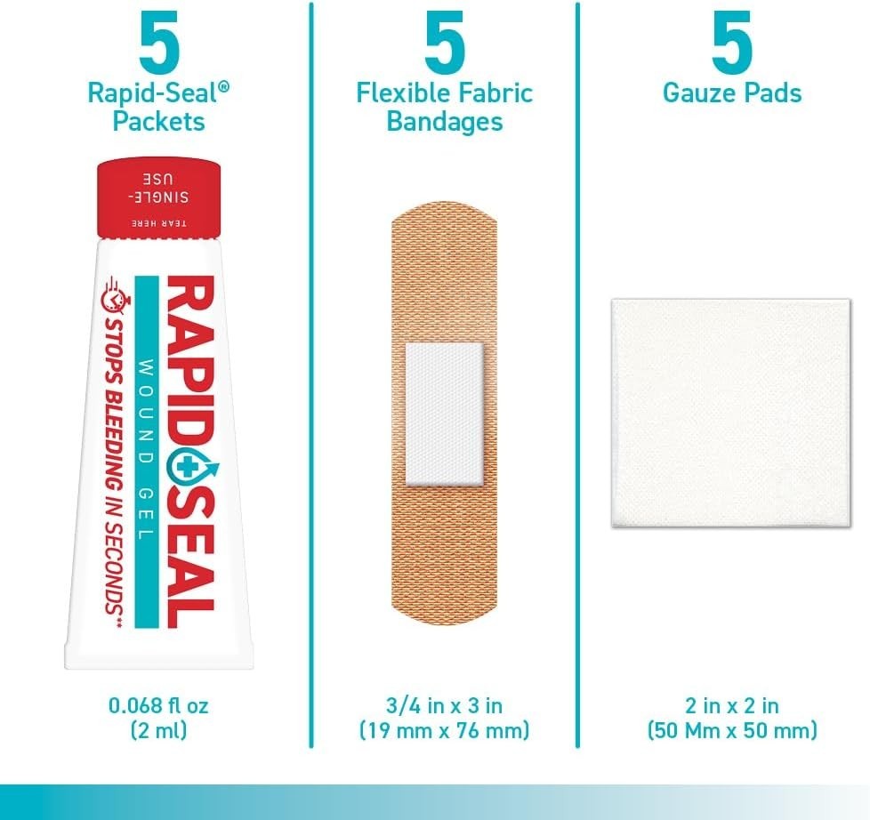 Rapid Seal 15pc Hemostatic First Aid Wound Care Kit | Stops Bleeding in Secon…