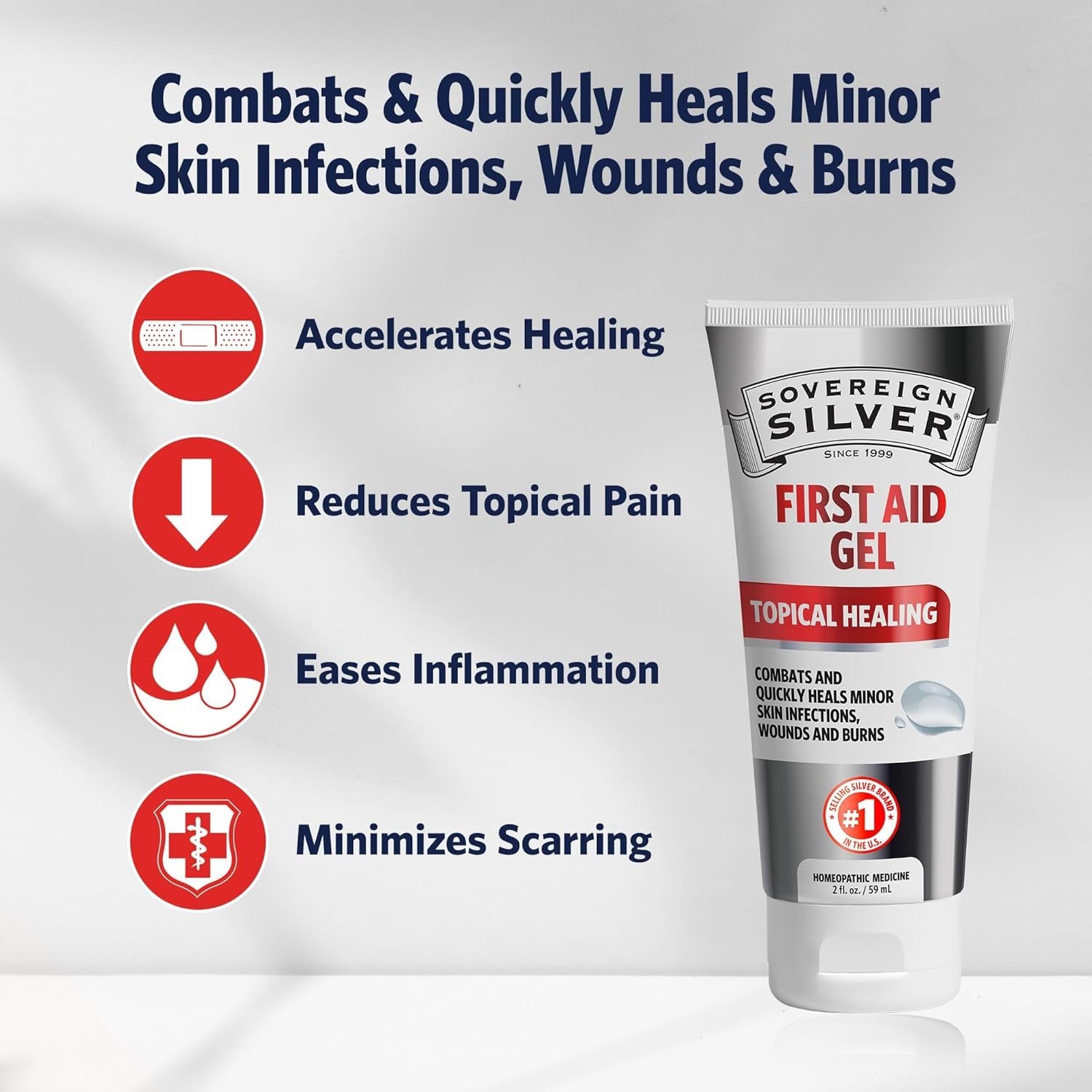 First Aid Gel Silver Wound Care Support Minor Skin Irritations 2 fl oz