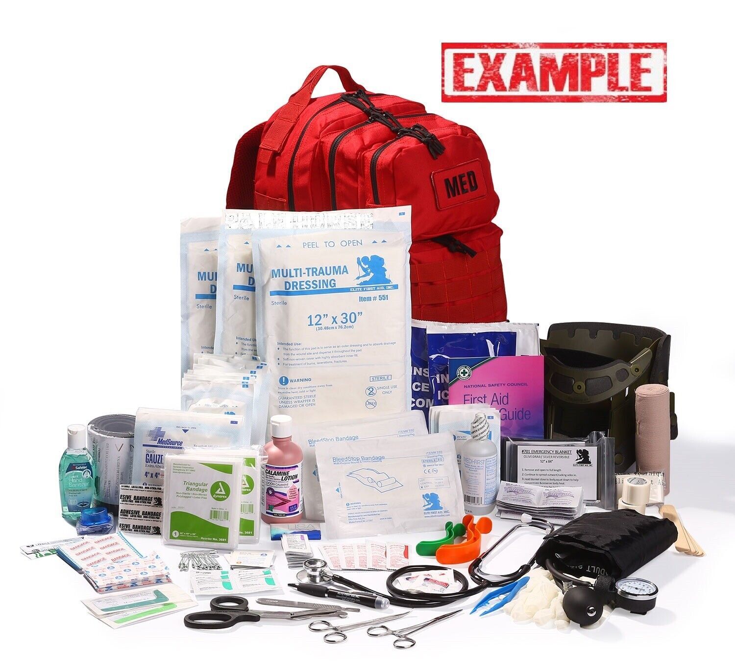 ELITE FIRST AID Tactical Trauma Kit #3 STOCKED w/ Backpack Medic Survival