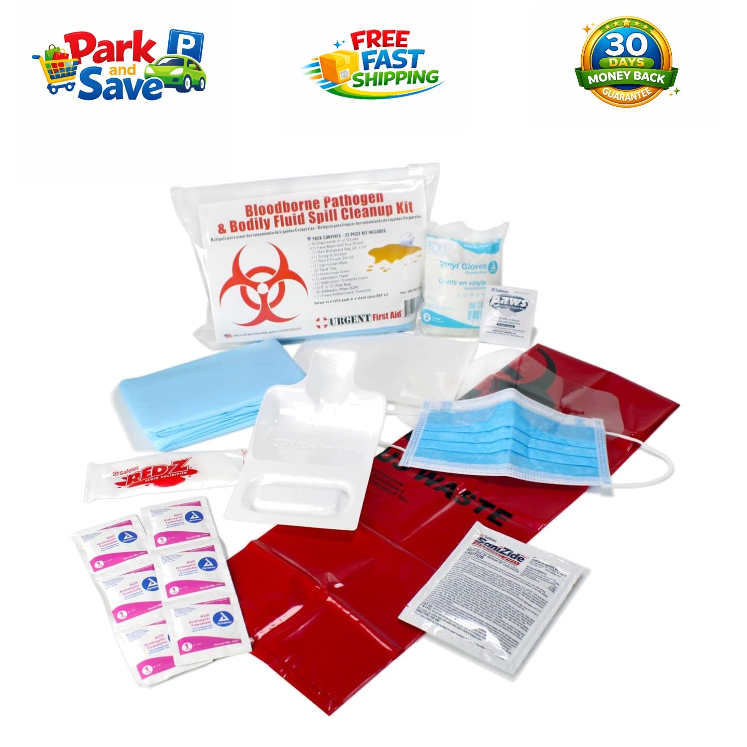 Comprehensive OSHA Bloodborne Pathogen Spill Kit – 22 Pieces, Multi-Color Gear