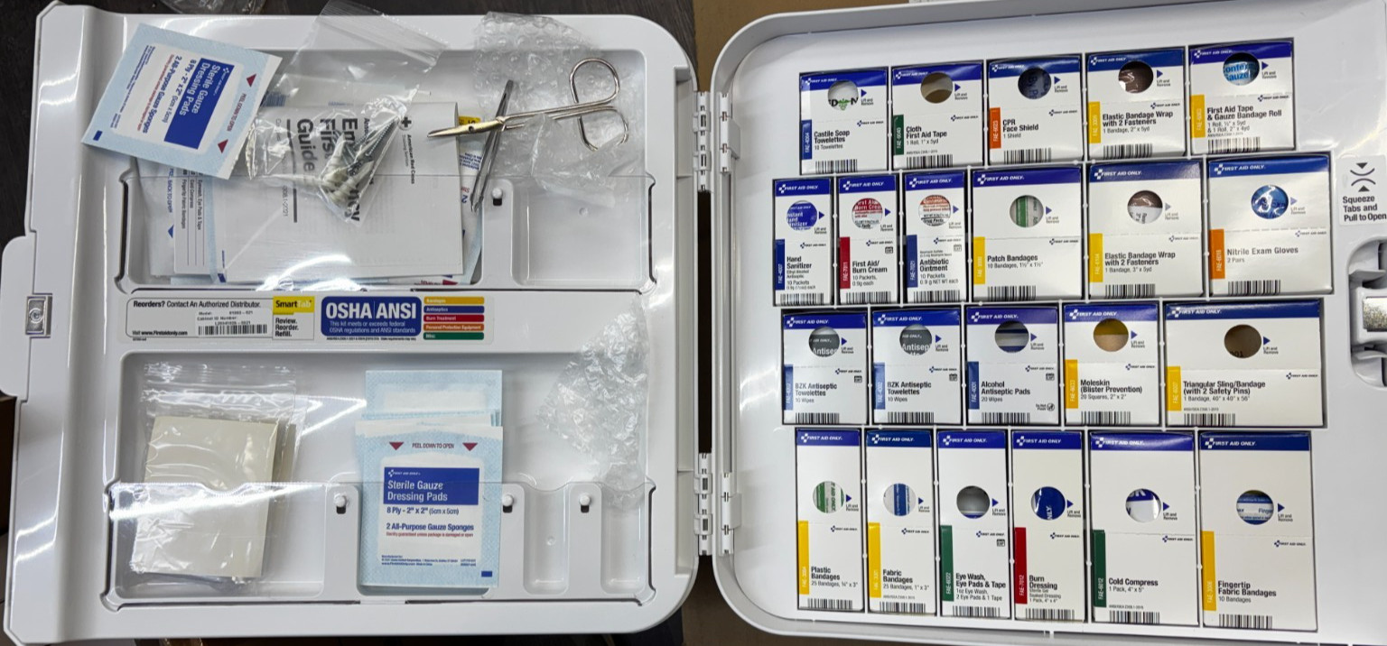 ANSI A+ First Aid Kit Wall Mount Cabinet Complete OSHA Compliant