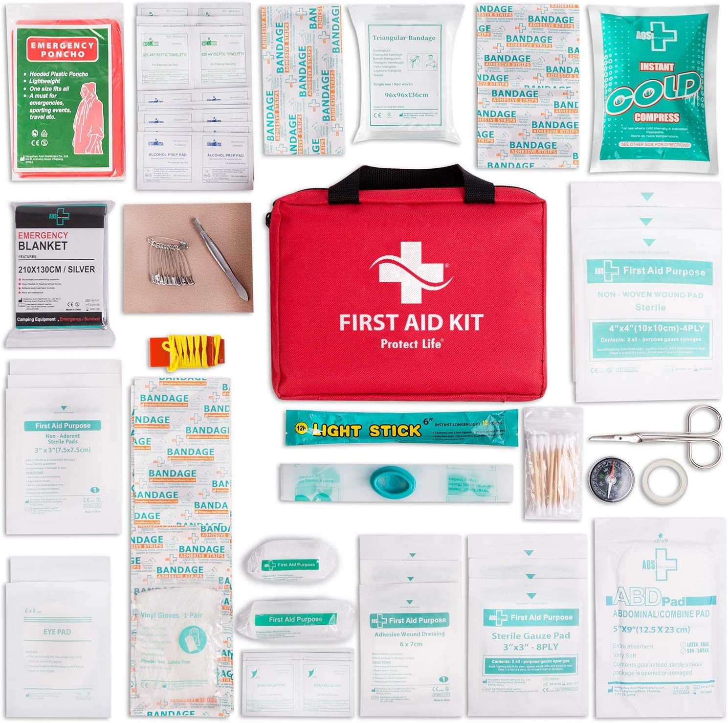 200 Pcs First Aid Kit, Emergency Kit for Office Setting, Medical Kit Supplies