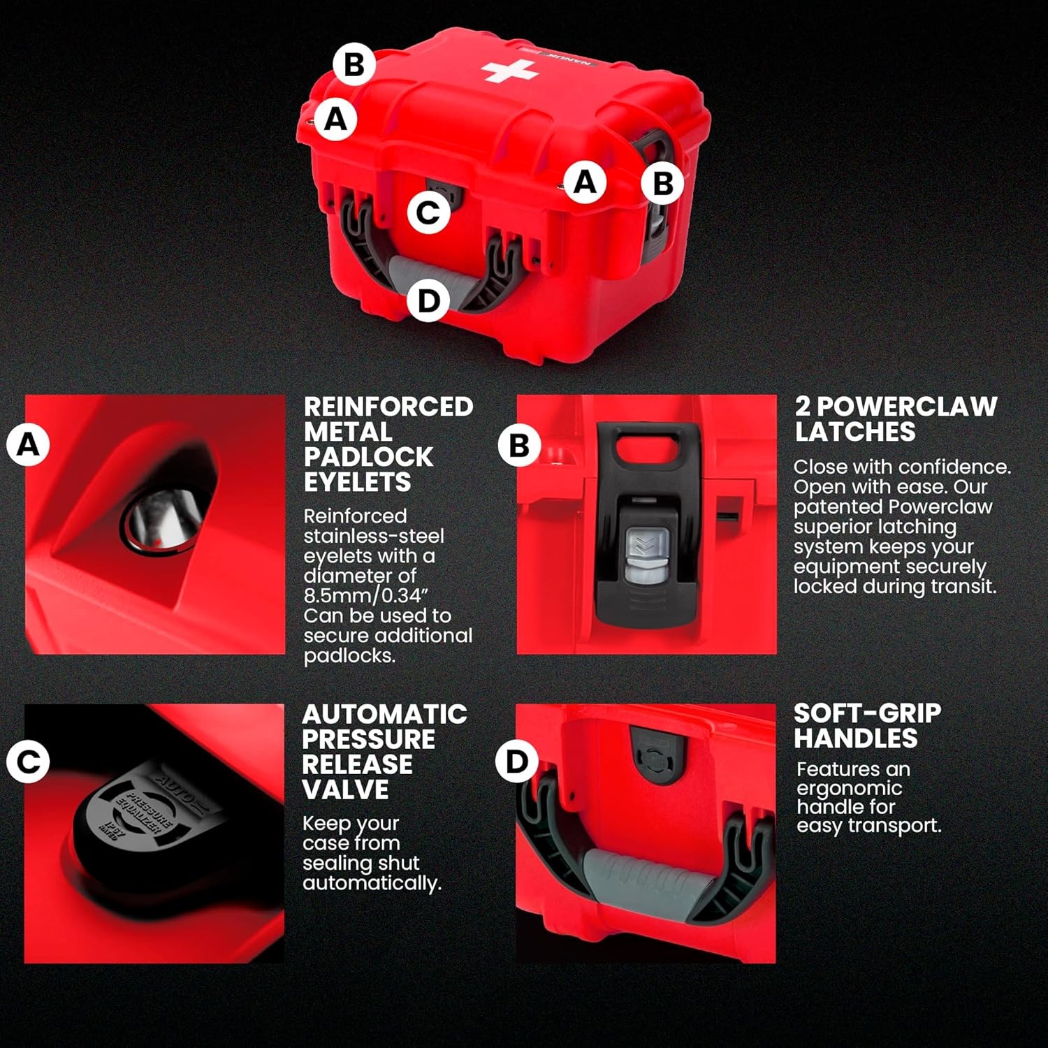 NANUK 908 Waterproof First Aid Box Empty – Durable, Medical First Aid Organizer