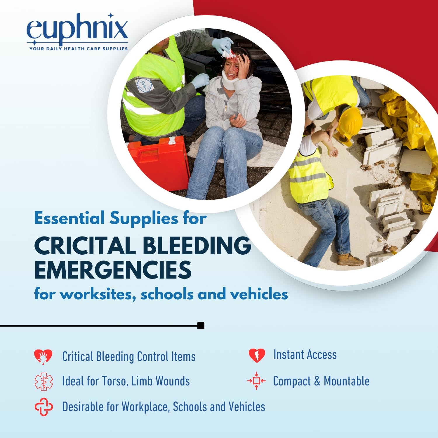 euphnix Mountable Bleeding Control Kit – Essential Emergency Hemorrhage Suppl…