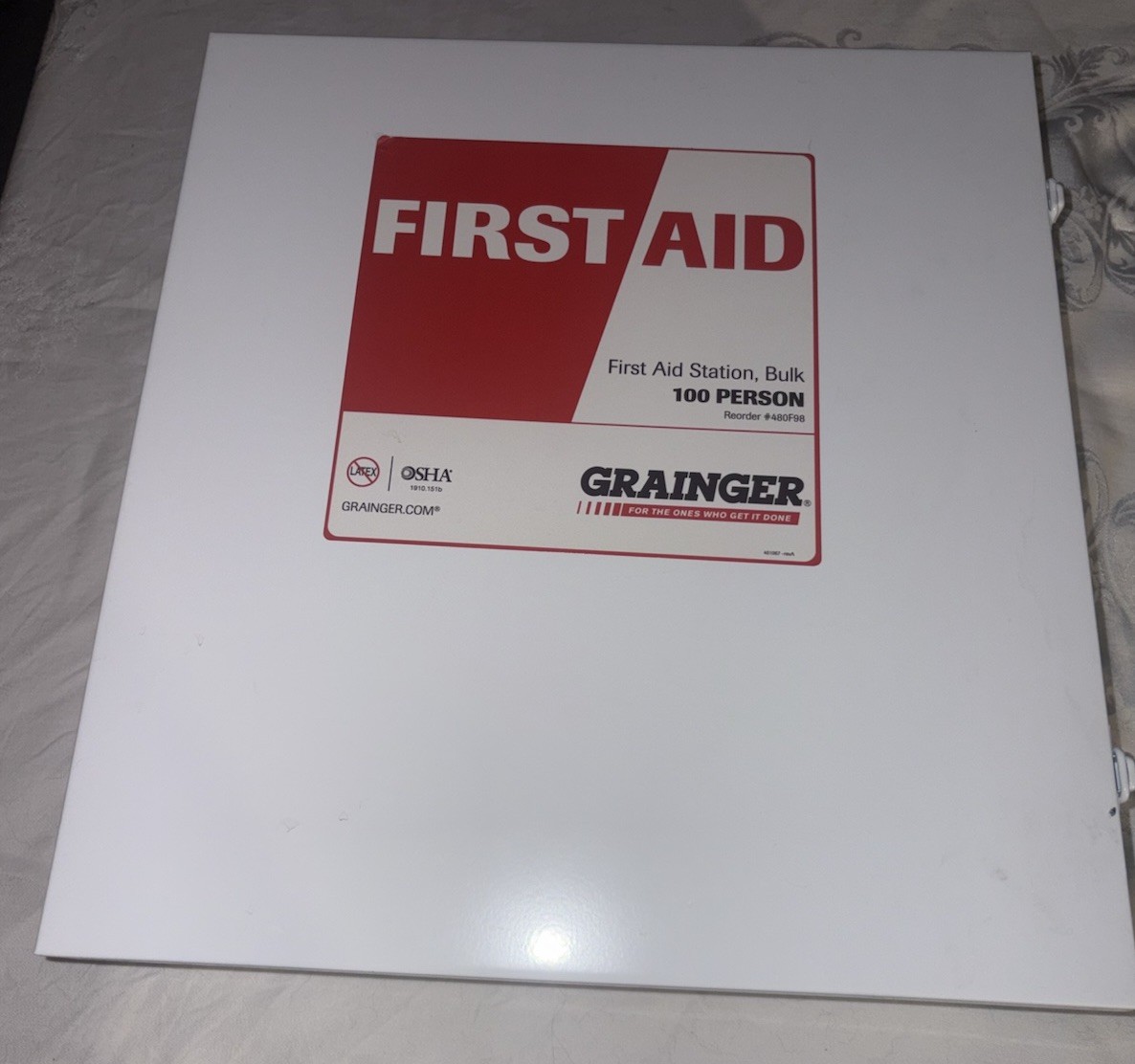 GRAINGER Empty First Aid Kit,3 Shelves,16.5"H,WHT Excellent Used Condition