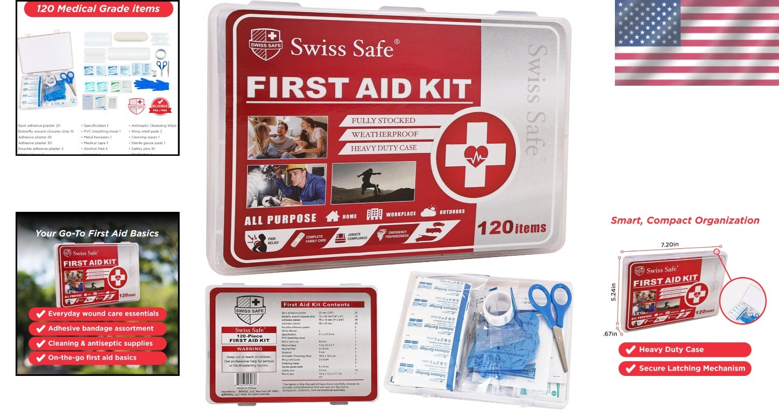 Compact 120-Piece Hard Shell Mini First Aid Kit for Travel & Outdoor Emergencies