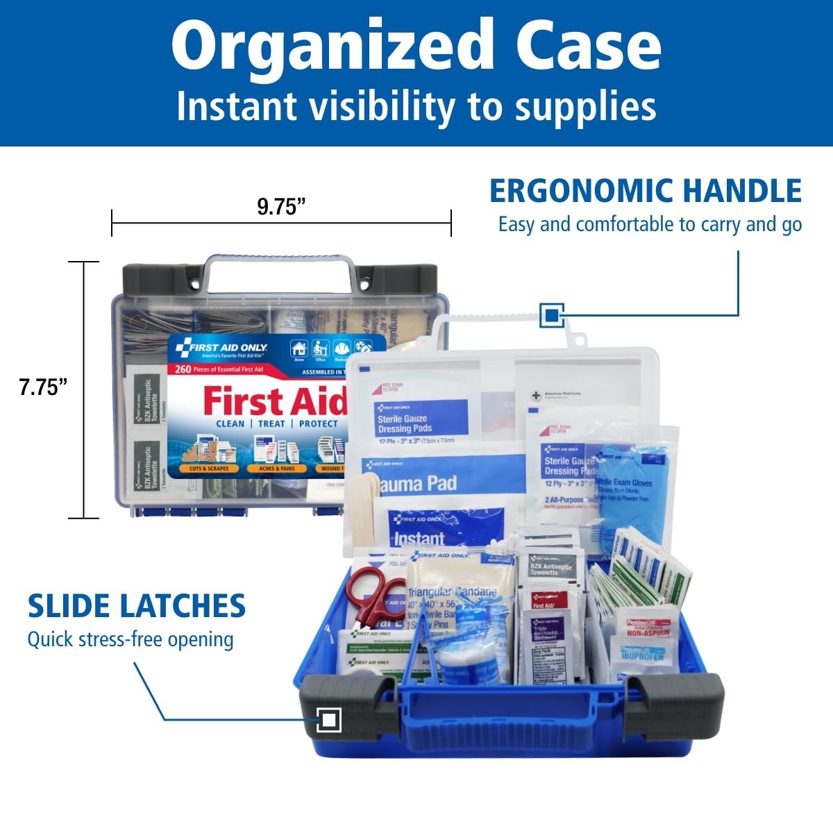 All-Purpose 50-Person OSHA-Compliant First Aid Kit – 260 Pieces for Home, Work &