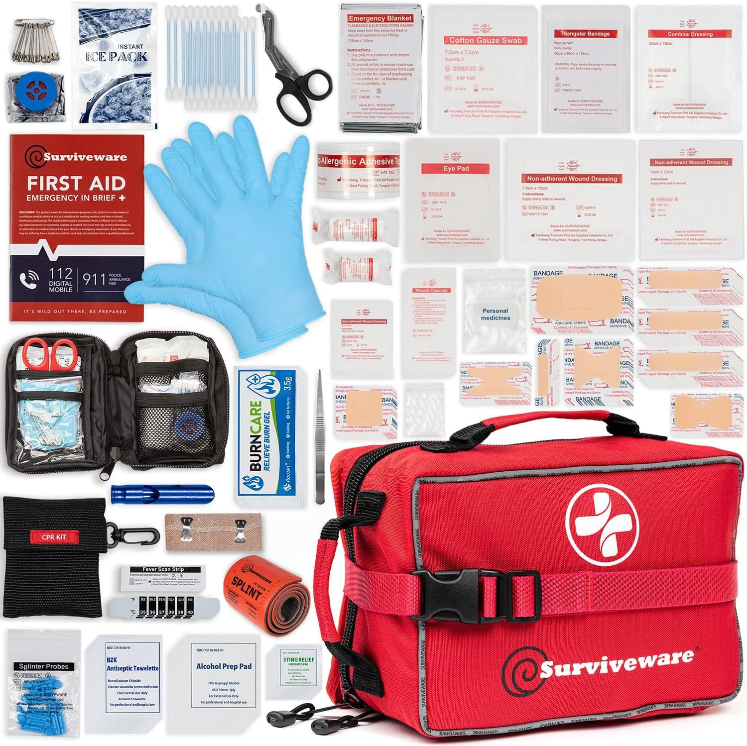 238 Pcs Comprehensive Premium Survival First Aid Kit – Medical Emergency Kit for