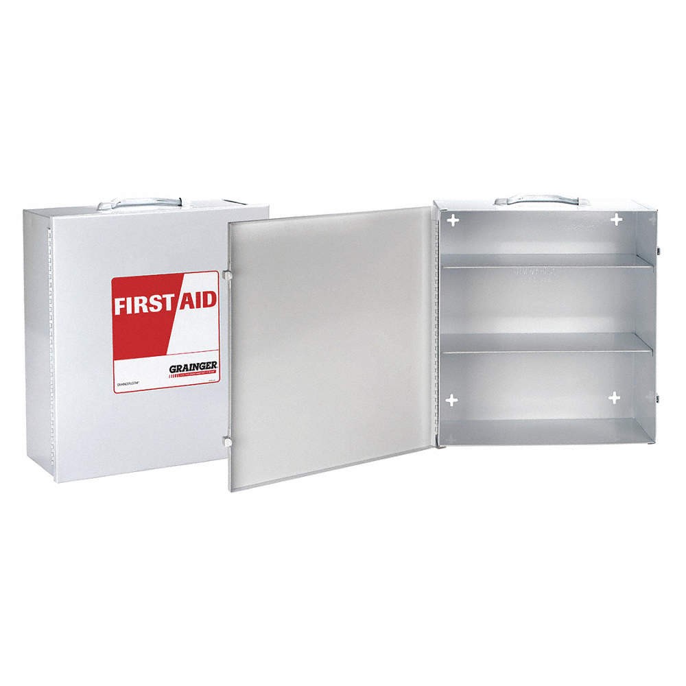 GRAINGER APPROVED M5025 Empty First Aid Kit,3 Shelves,16.5"H,WHT 488G57