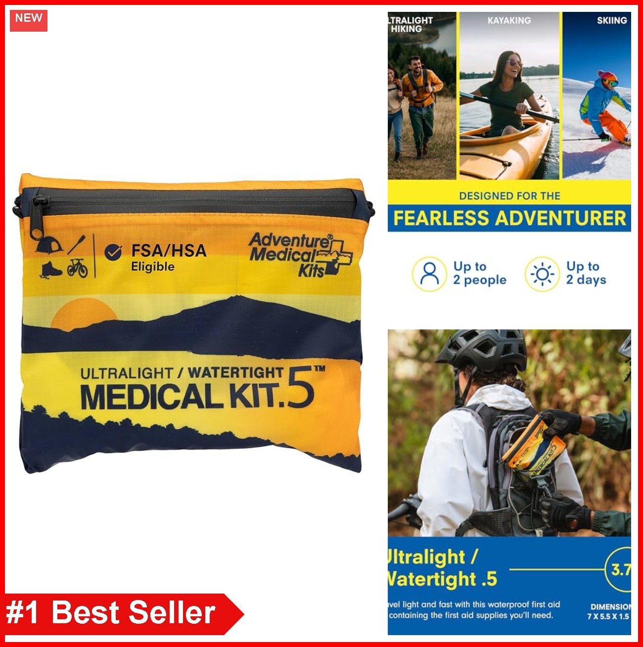 Ultralight First Aid Kit 1 Count Waterproof DryBag Bandages Moleskin Hiking