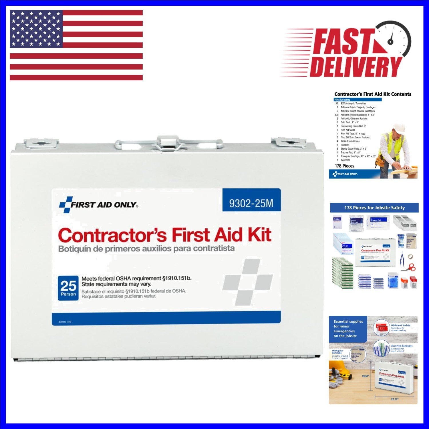 Emergency First Aid Kit for 25 People – Perfect for Construction Vehicles & DIY