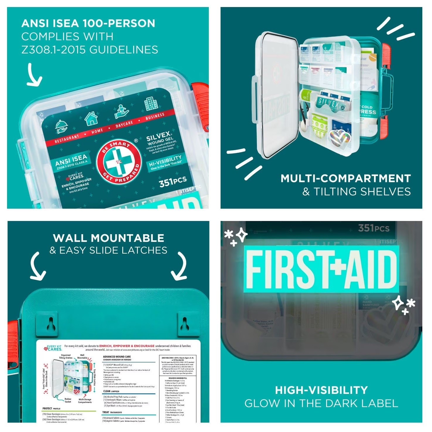 Emergency First Aid Kit 351 Pcs Workplace OSHA ANSI | Brand New – GLOW LABEL