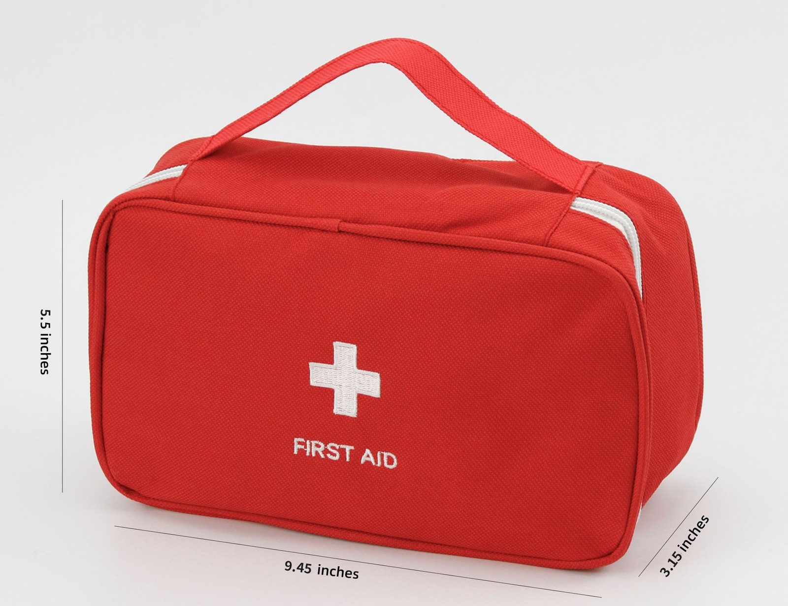 TOPASION Portable Empty First Aid Kit Bag, 9.45 x 5.5 x 3.15 inches, Red