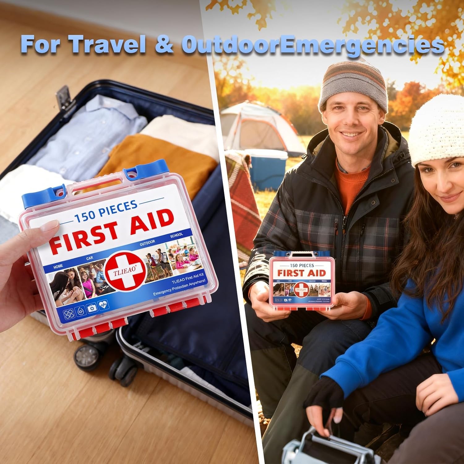 Mini First Aid Kit – 150 Pieces Emergency Medical Kit for Home, Car, Travel, Cam