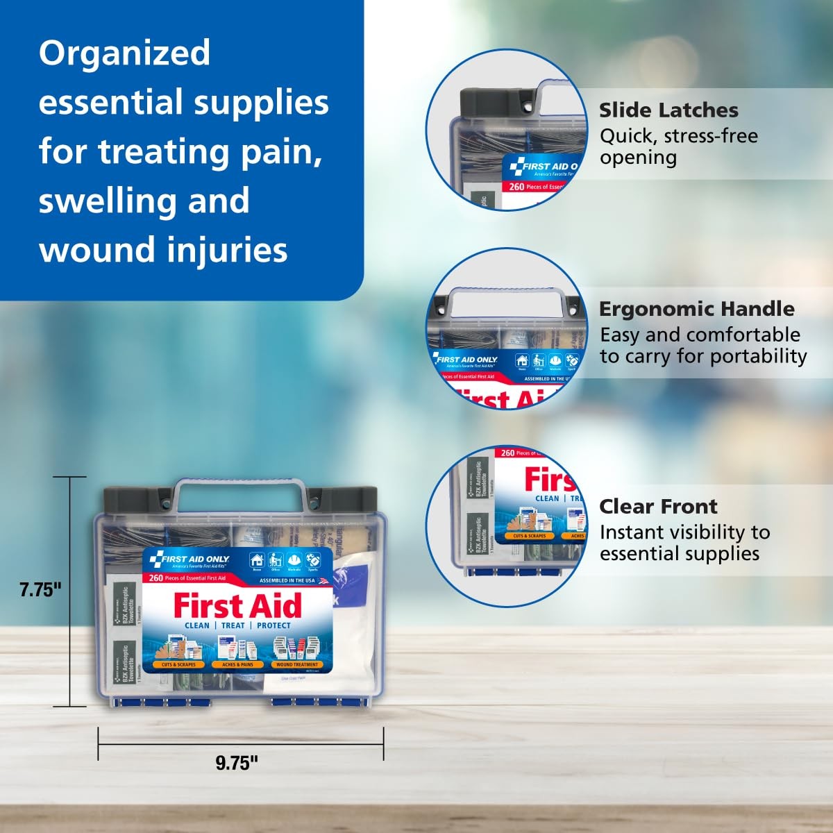 260PCS Emergency First Aid Kit for 50 Person Home Office Car Travel
