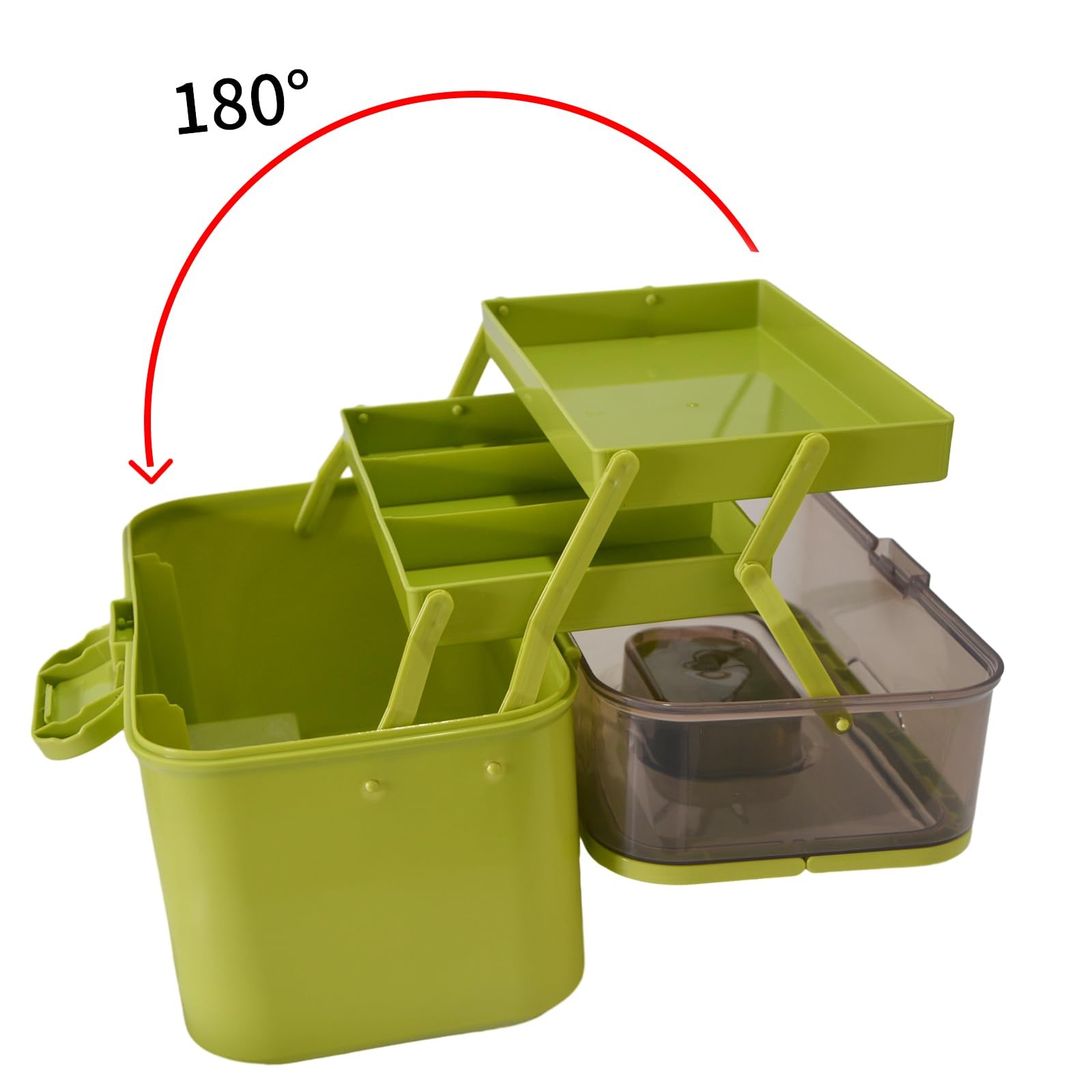 AnRui 3 Tier Medicine Storage Organizer Box, Plastic Empty First Aid Green