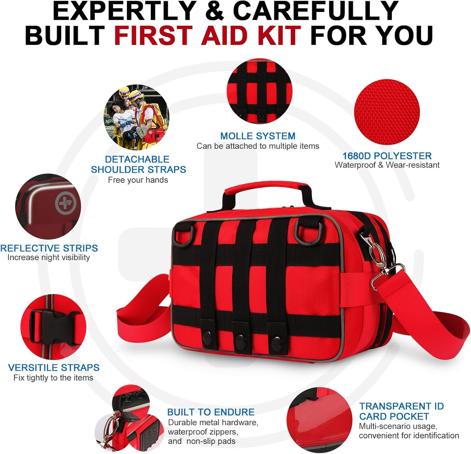 Premium 516 Piece First Aid Kit for Car, FSA Eligible HSA Store Waterproof Compa