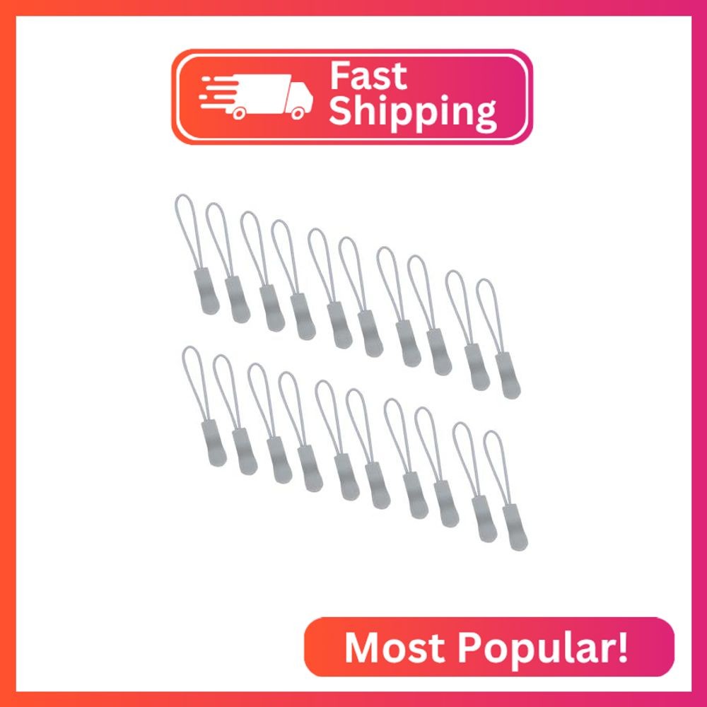 JOSDIOX 20Pcs Replacement Zipper Pulls Ligth Grey Bag Zipper Pull Replacement Ta