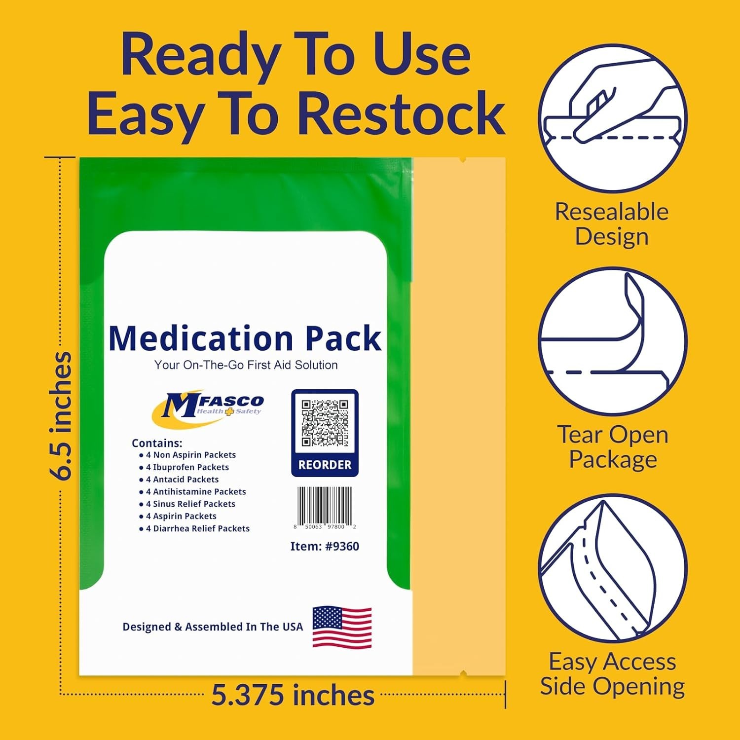 Compact First Aid Kit Refill for Travel – Includes Essential OTC Medications