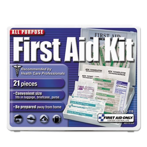 First Aid Only All-Purpose First Aid Kit, 21 Pieces, Plastic Case