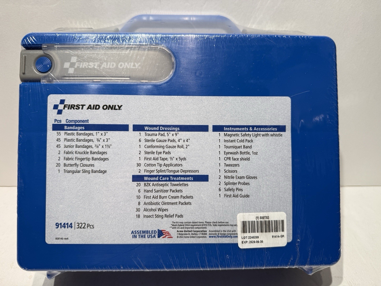 New First Aid Only First Aid Kit 91414, 322 Pcs, OSHA