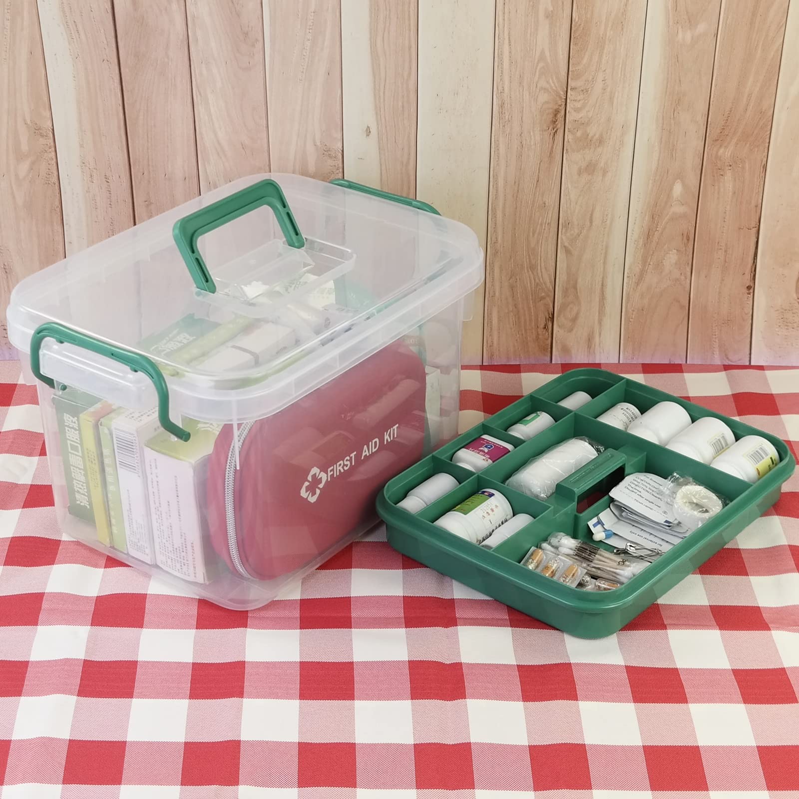 1-Pack Clear Storage Box with Lid, Large First Aid Kit Box Organizer Empty