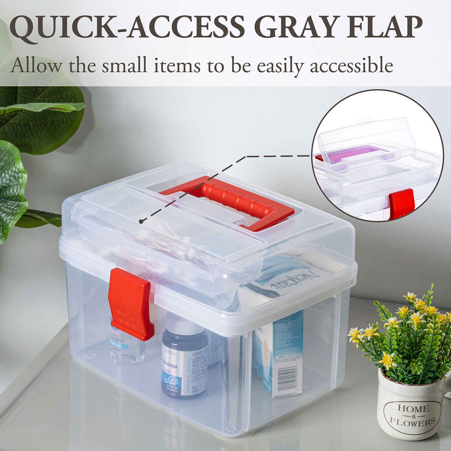 Clear Plastic Medical Storage Box w/ Lid, First Aid Bin, Portable Emergency Kit