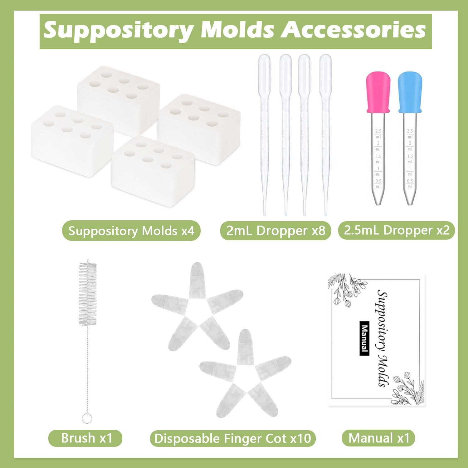 Fukumi Reusable Suppository Molds Kit, 2ML | 4 Mold Transparent