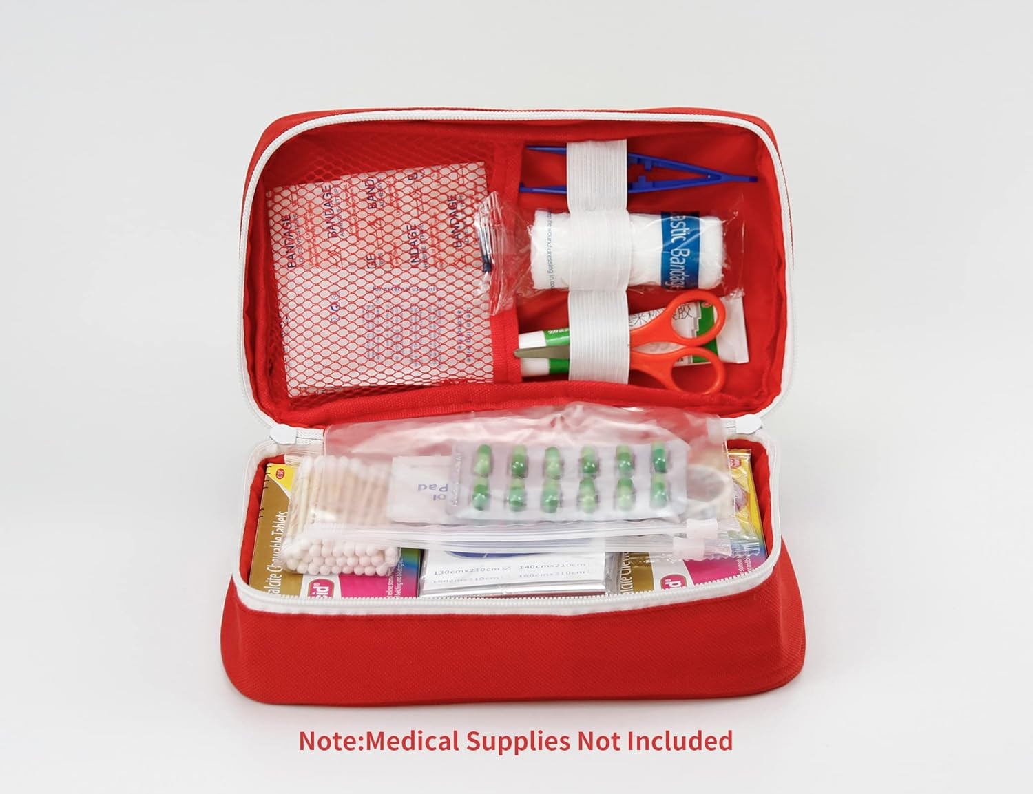 Portable Empty First Aid Kit Bag, Travel Medicine Pouch, Small Medical Bag (Red)