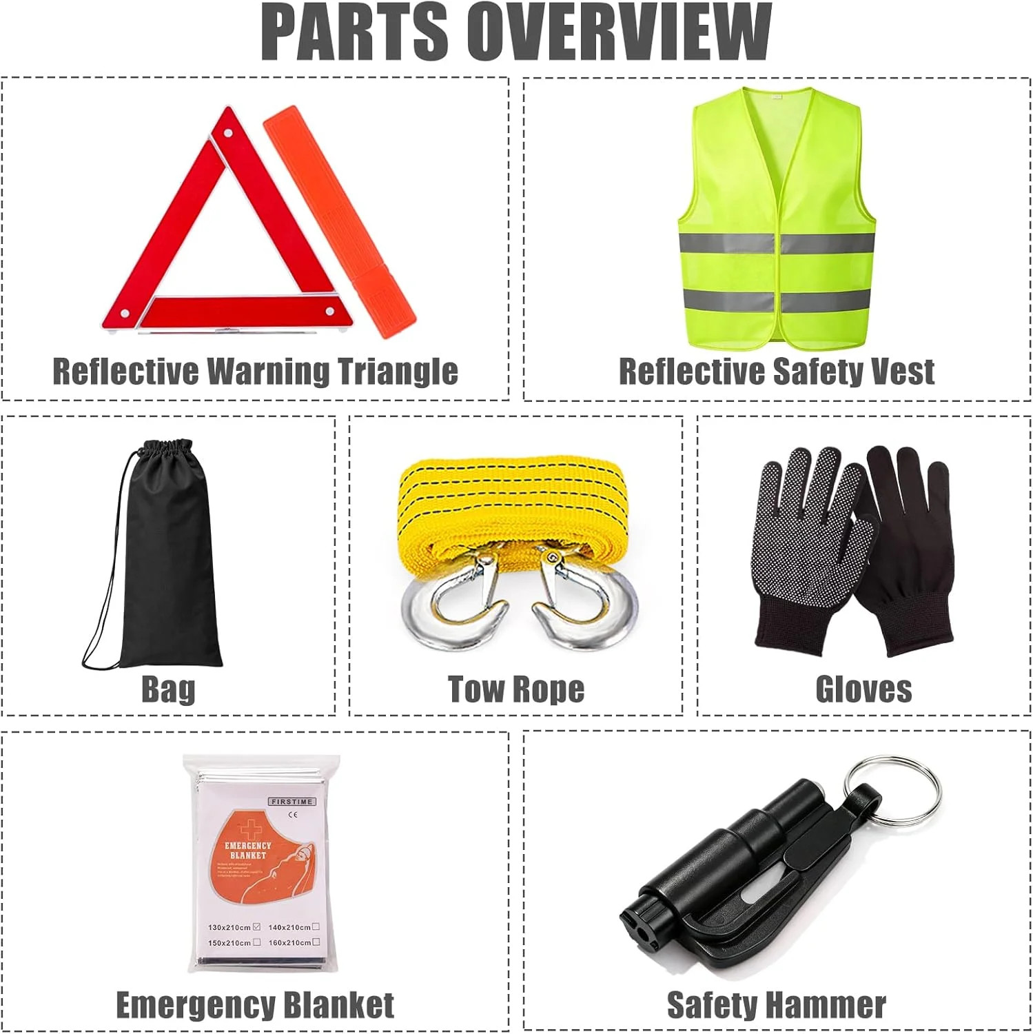 Car Roadside Emergency Kit Automotive Car Safety Kits for Vehicles Woman Man Tee