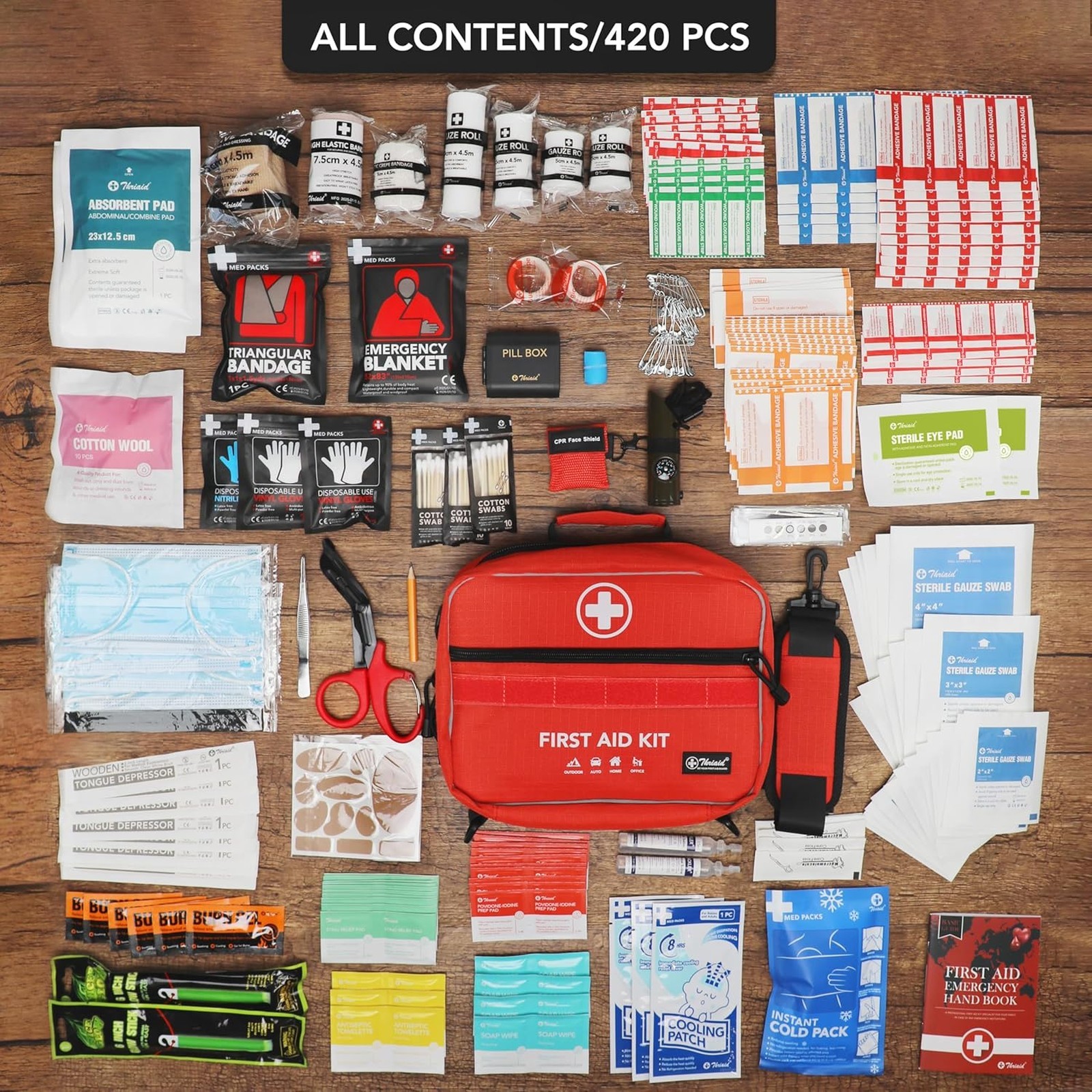 First Aid Kit 430 Pieces Waterproof Trauma Medical Supplies Emergency Travel