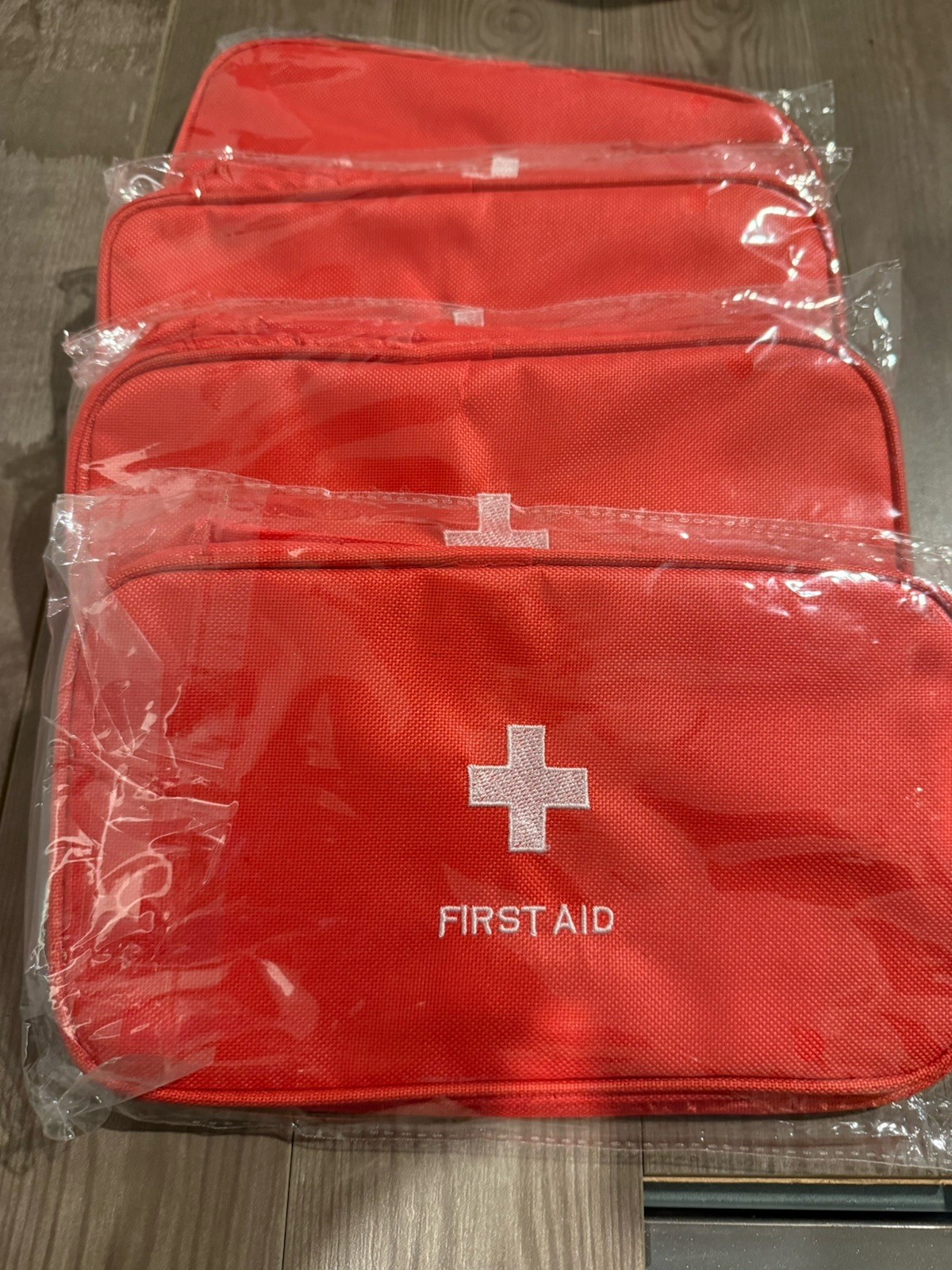 (Red) Empty First Aid Bag Large Capacity Emergency Medicine Pouch (Pack Of 4)