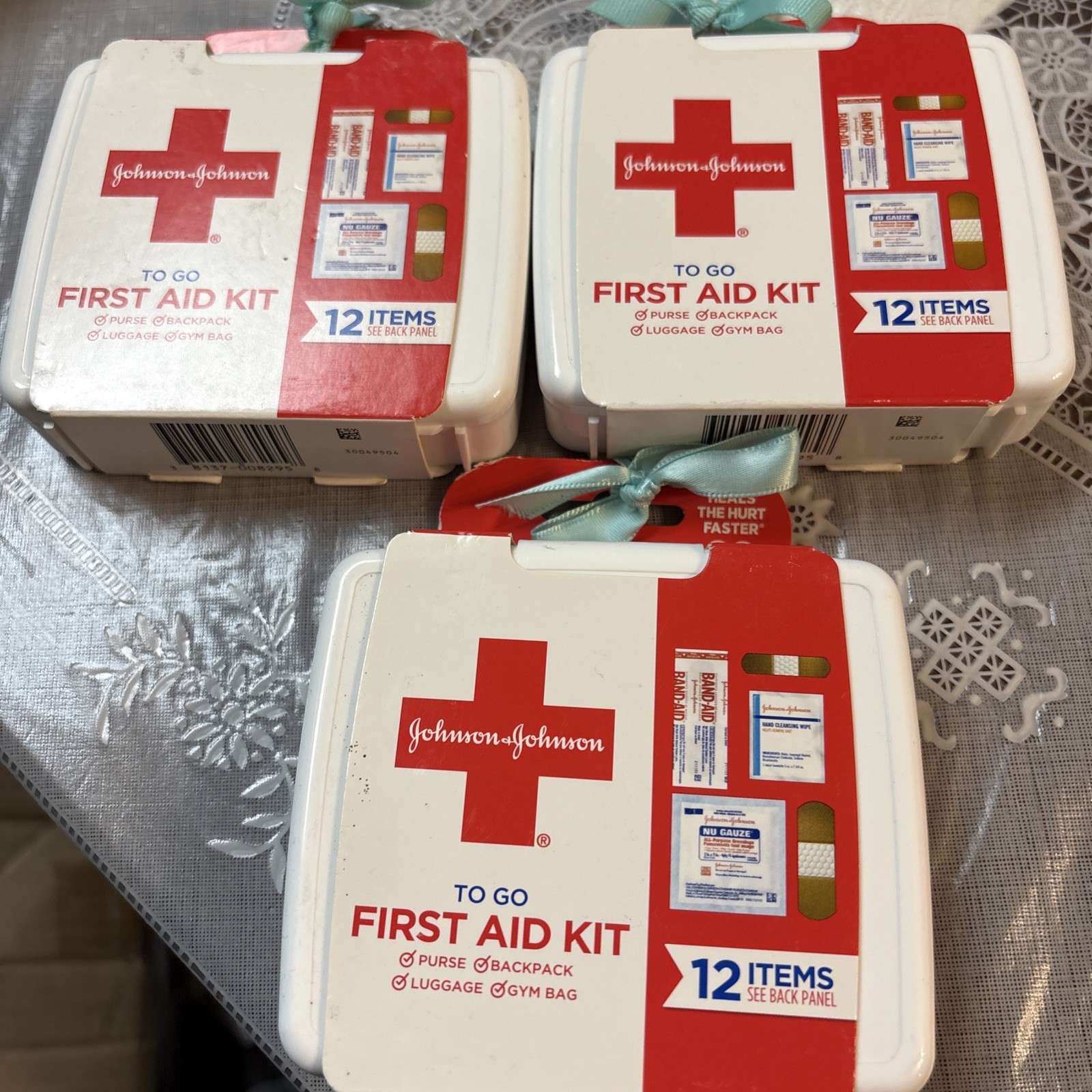 3- Johnson & Johnson Red Cross First Aid-to-Go! Mini First Aid 12 item Kit