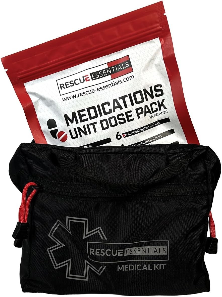 Rescue Essentials Medications Dose Pack–First Aid Refill Kit with Ibuprofen, Ace