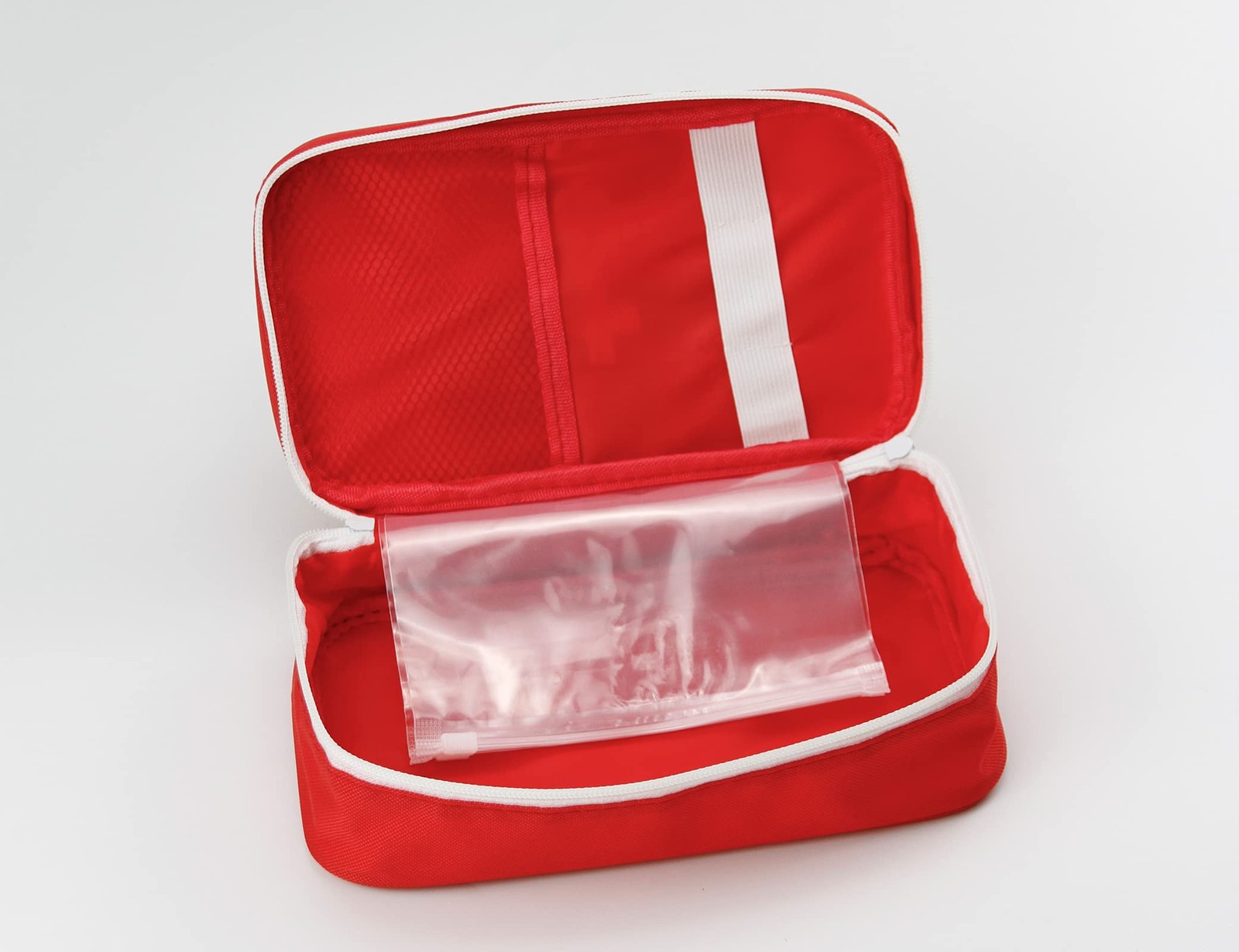 TOPASION Portable Empty First Aid Kit Bag, 9.45 x 5.5 x 3.15 inches, Red